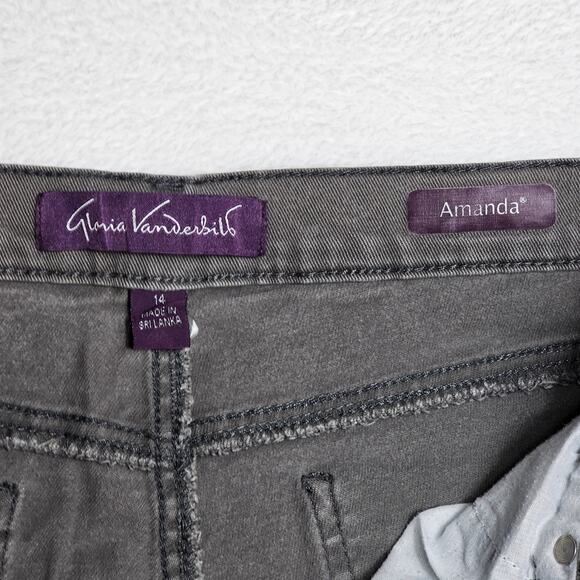 Gloria Vanderbilt Amanda Jeans Size 14 Grey Classic High Rise Stretch Straight - Picture 8 of 10